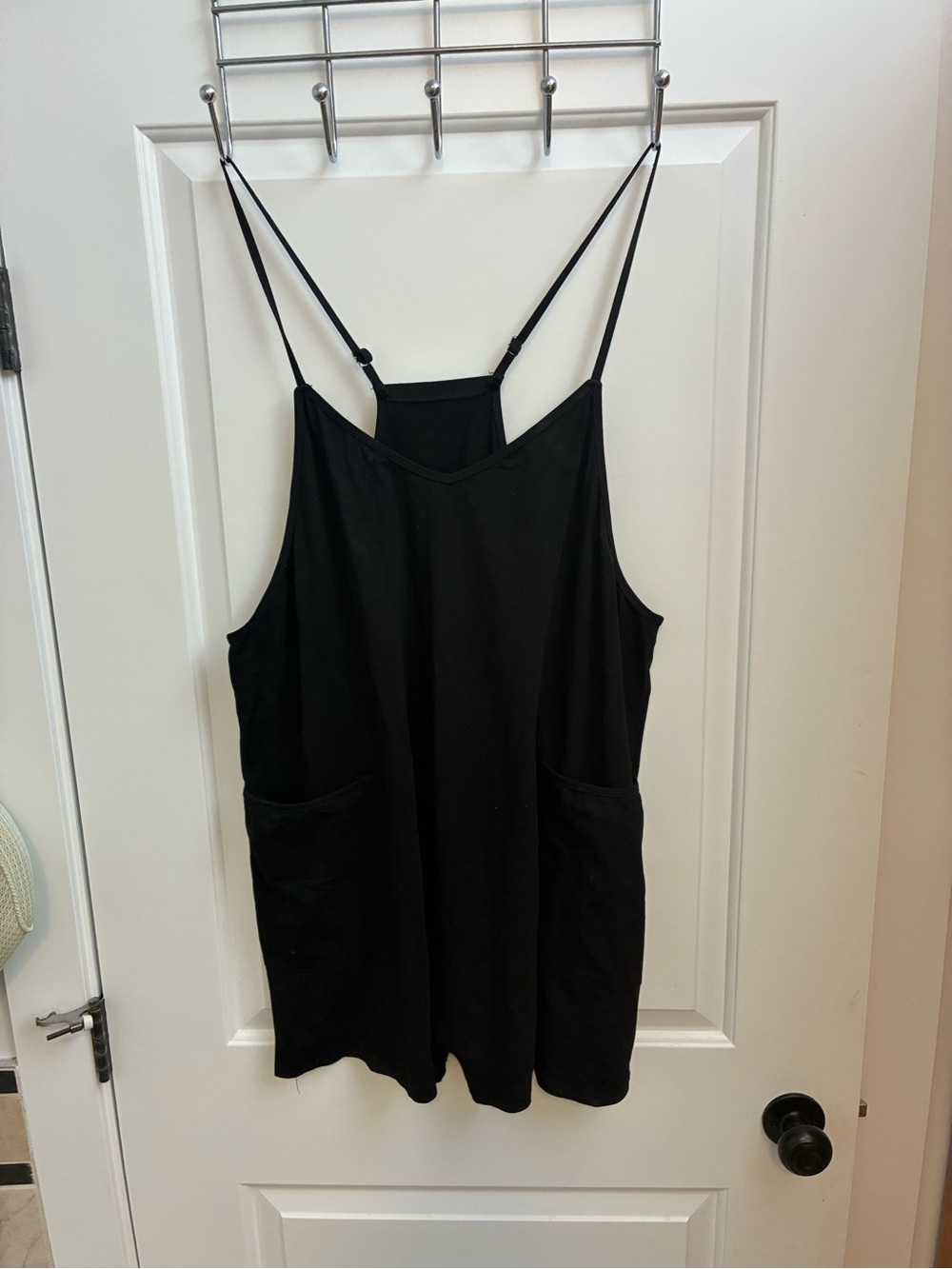Women's Black Sleeveless Romper with Pockets
